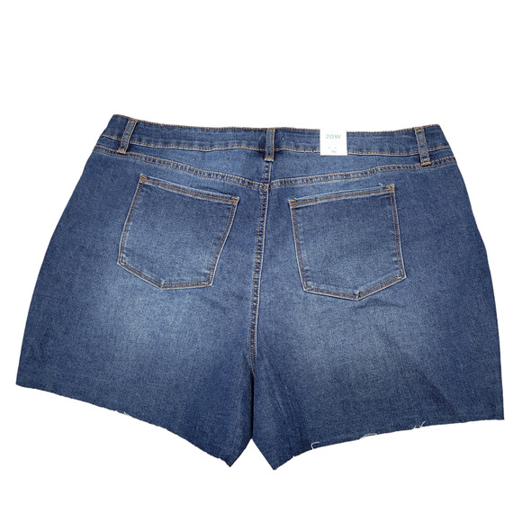 Dip High Rise Raw Hem Stretch Medium Wash 4.5" Denim Shorts Women Sz 20W - Picture 2 of 6